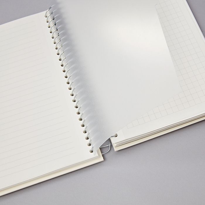 Hochwertiges Spiralnotizbuch Mucho A5 von Semikolon - drei Lineaturen in einem Buch - kariert, liniert und blanko - Marine – Bild 5