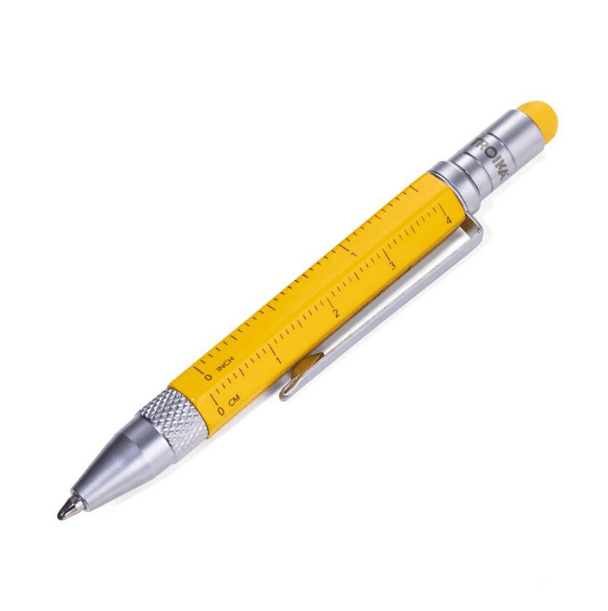 Design Multitasking-Kugelschreiber "CONSTRUCTION LILIPUT" Gelb von TROIKA - Cooles Geschenk