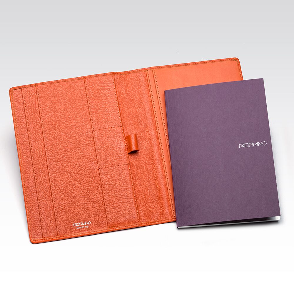 Portablocco edle, hochwertige A5 Notizbuchhülle Fabriano boutique aus Leder mit punktiertem Notizbuch