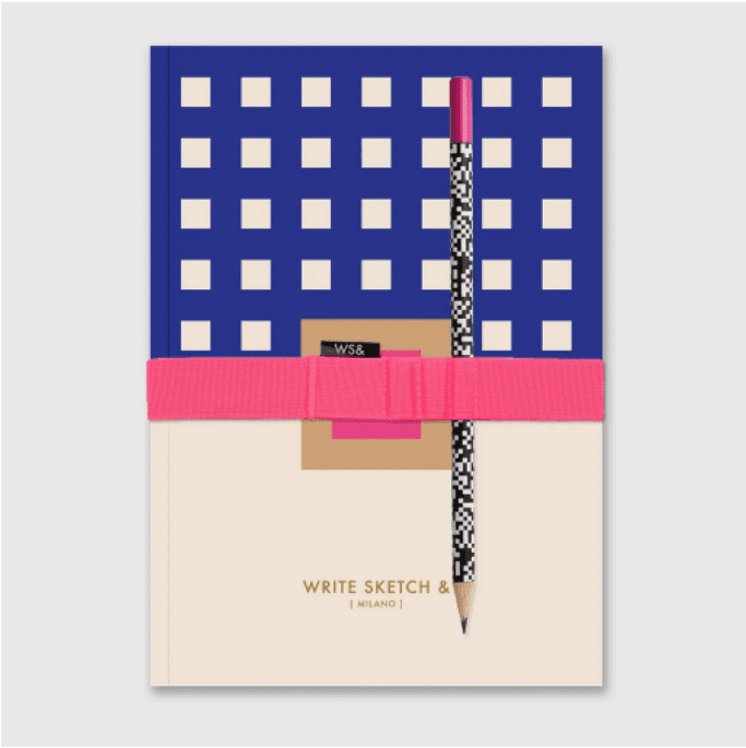 Italienisches Design - Starterset Lapislazzulo - schickes A5 Notizbuch mit Stiftehalter und Bleistift von "Write Sketch &"