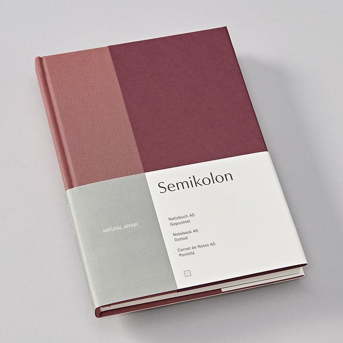 Hochwertiges Notizbuch A5 Hardcover von Semikolon - punktkariert dotted - Natural Affair Linie - Blossom