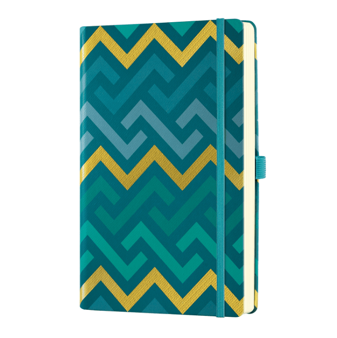 Design Notizbuch LABYRINTHS A5 - liniert - nummerierte Seiten, Index, cremfarbenes Papier aus der Serie ORO GOLD von Castelli – Bild 6