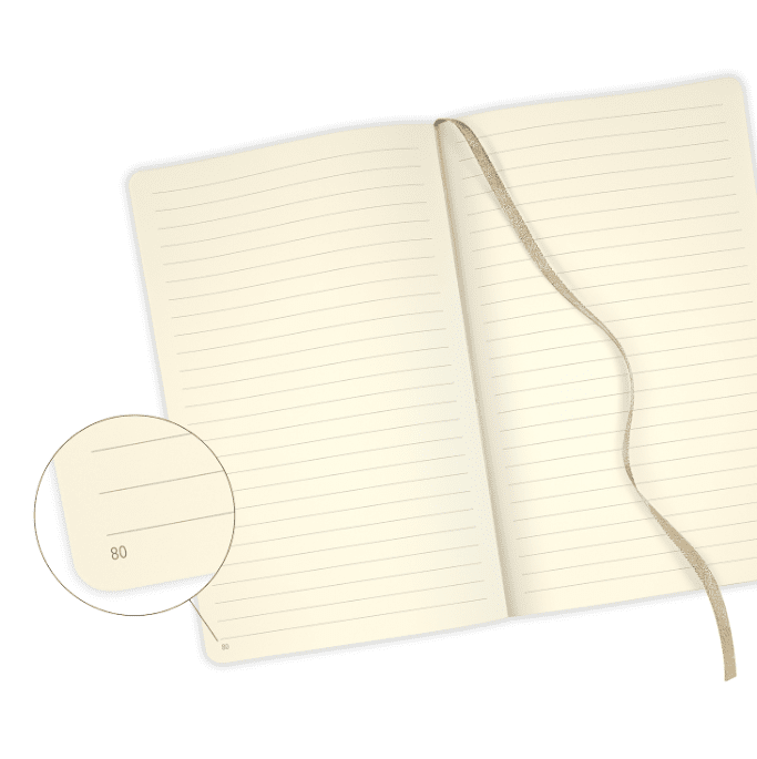 Design Notizbuch SNAKES A5 - liniert - nummerierte Seiten, Index, cremfarbenes Papier aus der Serie ORO GOLD von Castelli – Bild 4