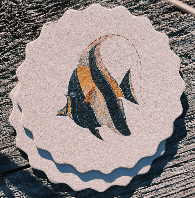 30x40 Untersetzer Coaster Motiv Fische aus hochwertigem Recycling Filz - 10 verschiedene Fischmotive pro Set - doppelseitig bedruckt – Bild 9