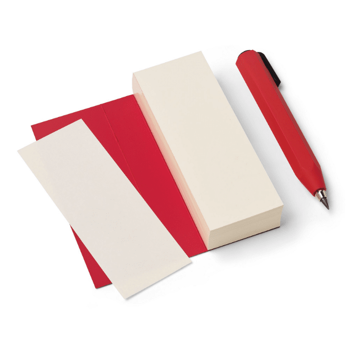 Ispira und Shorty: Mini-Set Rot - kleiner geleimter Spendorgelblock (Notizblock) blanko mit mechanischen Bleistift - kurz und kompakt - von Fabriano boutique – Bild 3